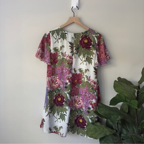 Show Me Your MuMu Floral Flutter Sleeve Mini Dress Scoop V-Neck Lined Flowy EUC - Picture 2 of 9